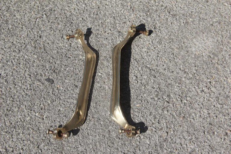 Pair Of Luxury Handles Midcentury Italian Design Carlo Mollino Style Gold Brass photo furniture