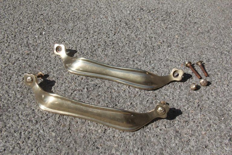 Pair Of Luxury Handles Midcentury Italian Design Carlo Mollino Style Gold Brass photo vinterior