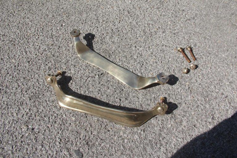 Home Decor Pair Of Luxury Handles Midcentury Italian Design Carlo Mollino Style Gold Brass photo