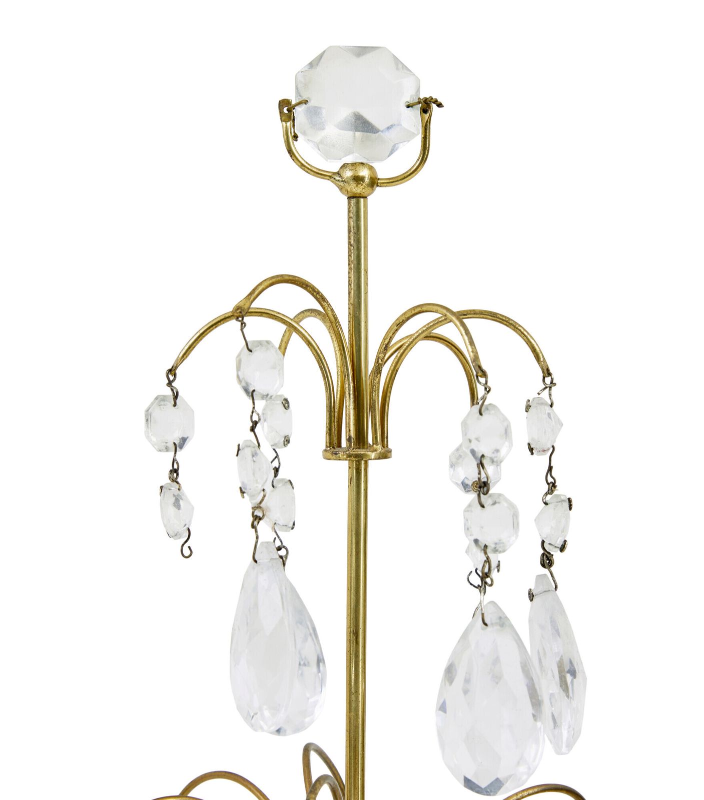 Pair Of 1950’s Brass And Cut Glass Decorative Candlesticks photo for sale