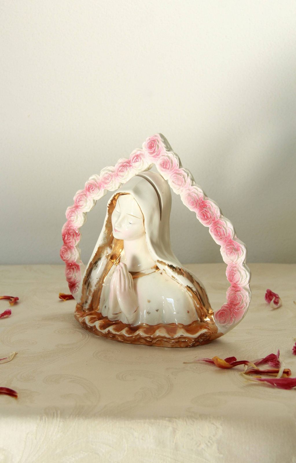 photo for sale Madonna Delle Rose, Antique Art Deco Saint Mary Sculpture, Italy, 1940s