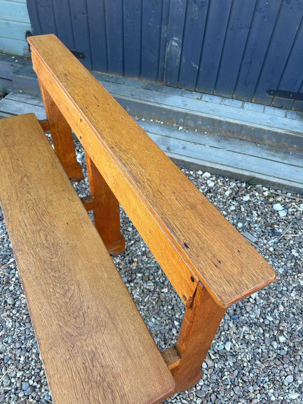 Gothic Oak Bench Wooden Kitchen Antique Vintage Retro Chair Seating Industrial Hall Side Victorian photo 355.0