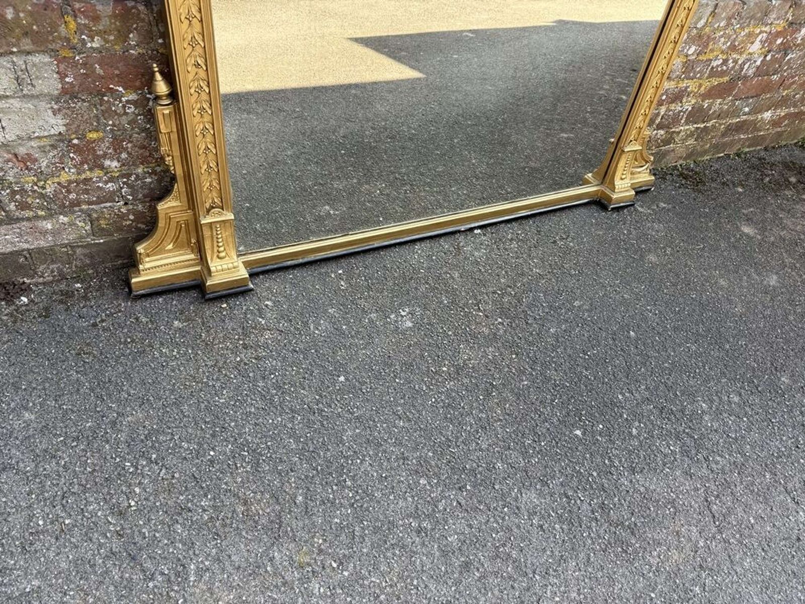 A Delightful Large Antique English 19th C Gilt Overmantle Mirror. photo Home Decor