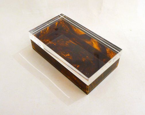 Jewelry Box In Faux Tortoiseshell And Acrylic Glass By Philippe Cheverny, 1970s