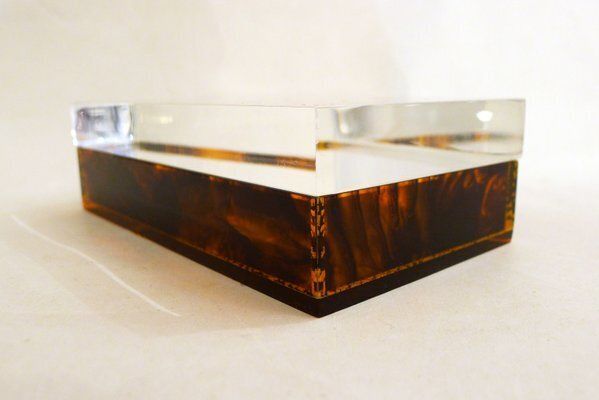 Jewelry Box In Faux Tortoiseshell And Acrylic Glass By Philippe Cheverny, 1970s photo for sale