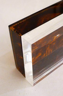 photo for sale Jewelry Box In Faux Tortoiseshell And Acrylic Glass By Philippe Cheverny, 1970s