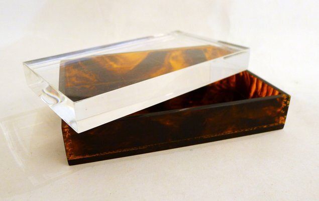225.0 Jewelry Box In Faux Tortoiseshell And Acrylic Glass By Philippe Cheverny, 1970s photo