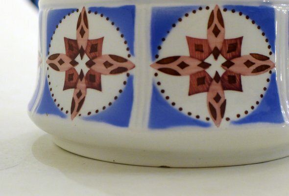 Art Deco Candy / Sugar Bowl In Earthenware And Metal From Gebrüder Mehner, Former Czechoslovakia, 1920s photo for sale