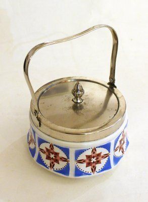 photo for sale Art Deco Candy / Sugar Bowl In Earthenware And Metal From Gebrüder Mehner, Former Czechoslovakia, 1920s