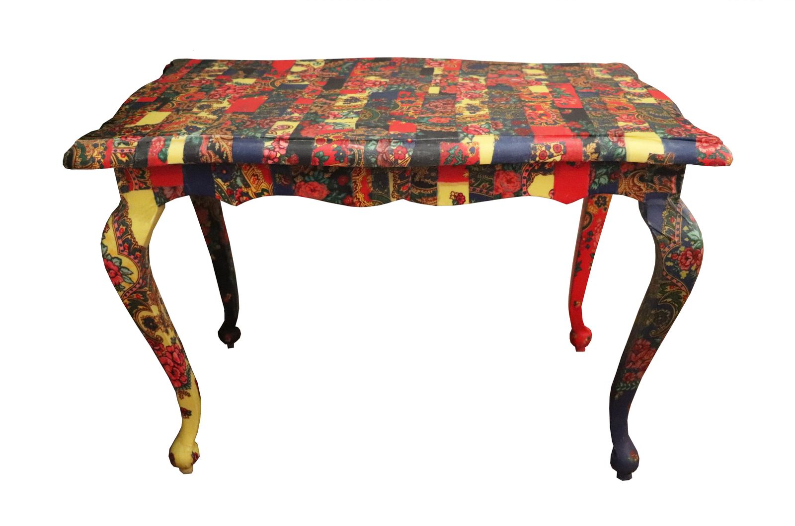 "Folklore" Restyled Coffee Table By Habitat Improver With Fabric Decoupage photo buy