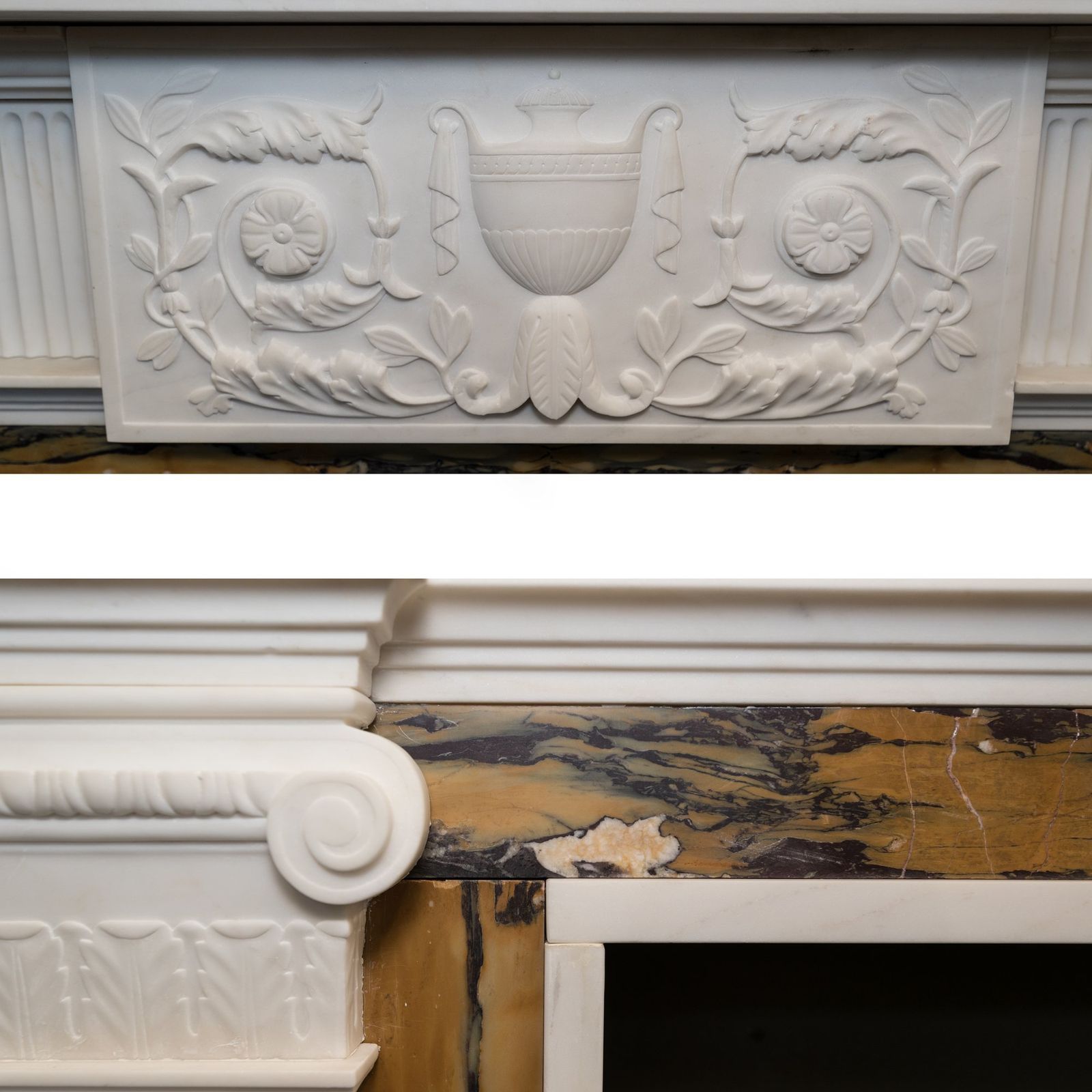 Georgian Style Statutory & Sienna Marble Fireplace Surround photo for sale