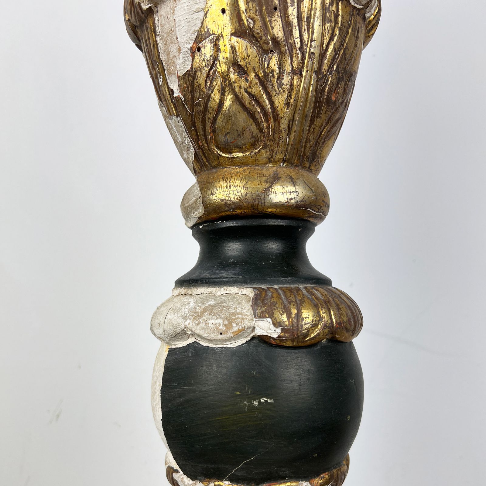 1700's Large Salvaged Gilt Wood Fragment, Baroque Altar Candlestick Base photo 623.0