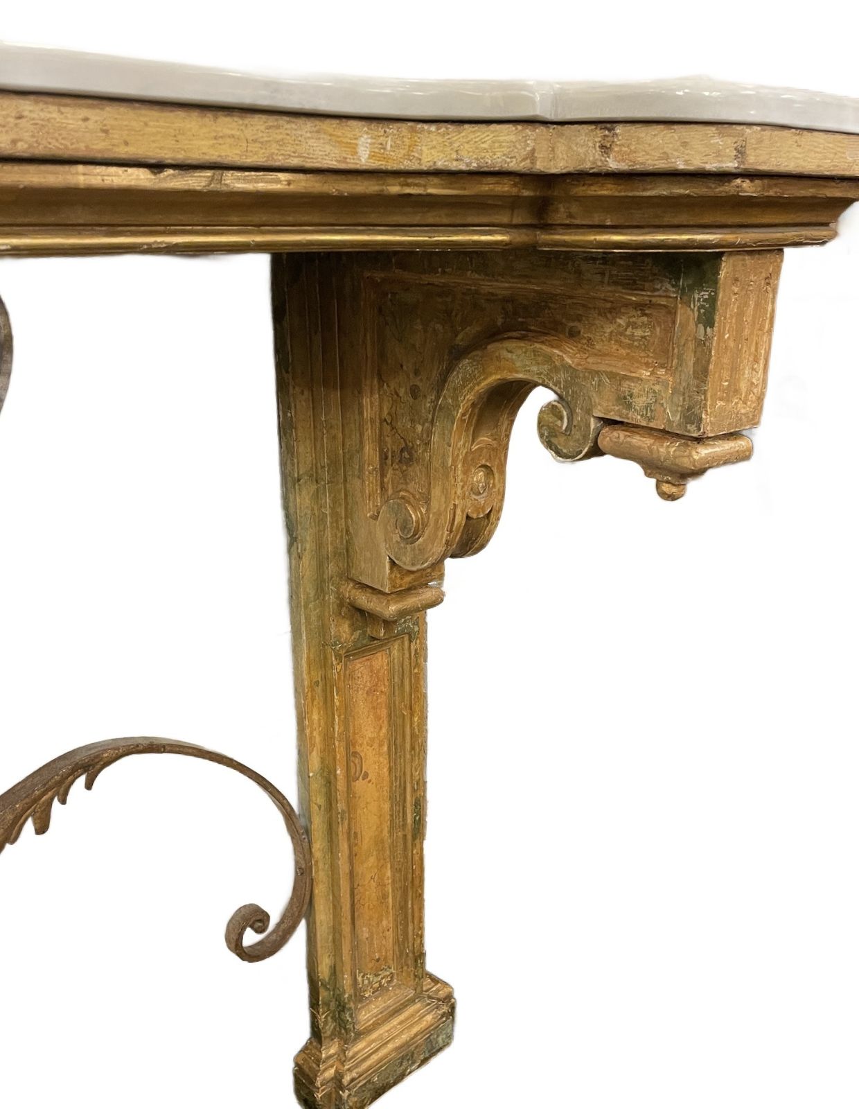 18th Century Italian Polychrome Consol With A White Marble Top. photo 1850.0