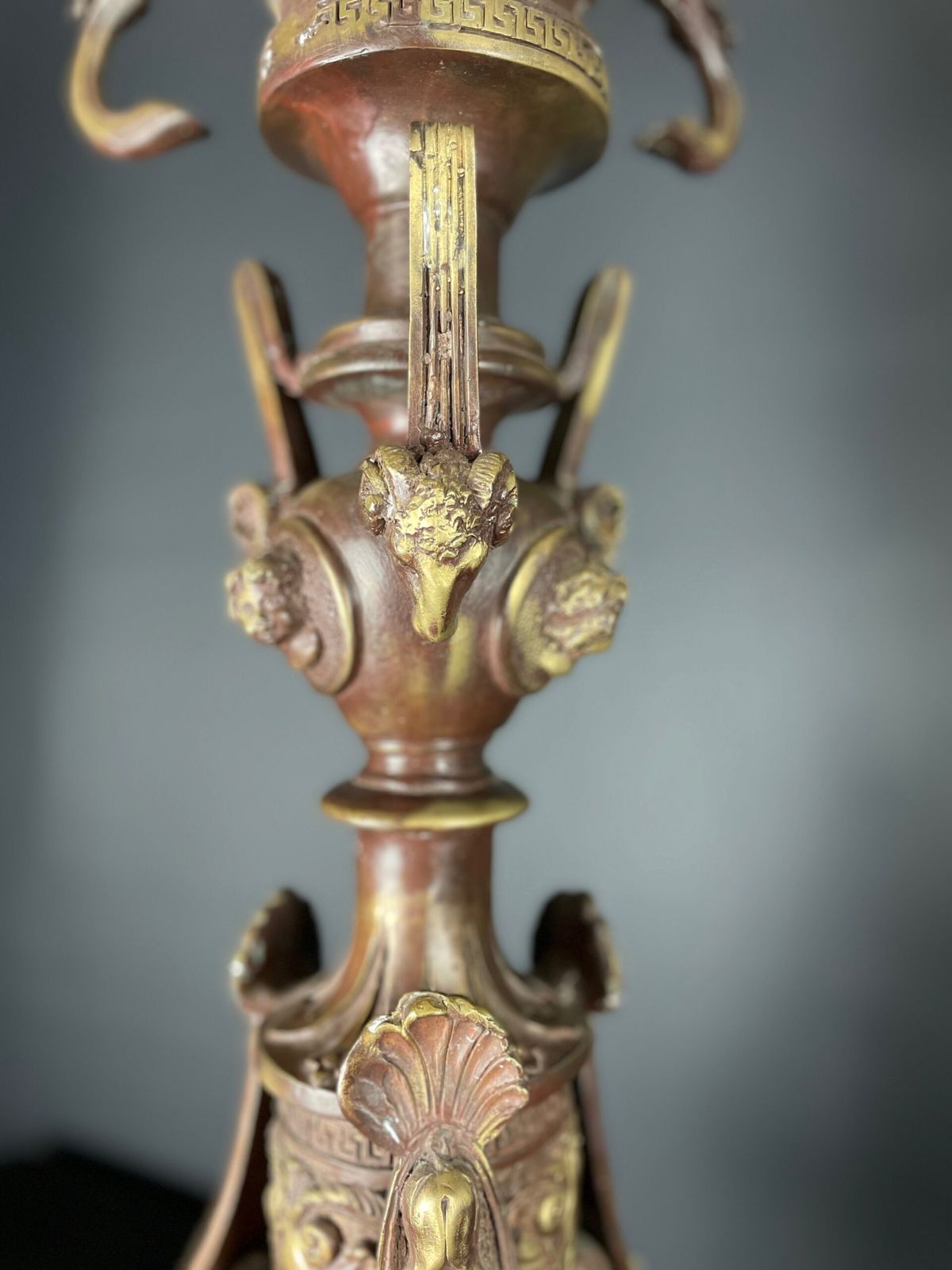 Elaborate Pair Of 19th Century Bronze Candelabra, With Amazing Patina. photo 900.0