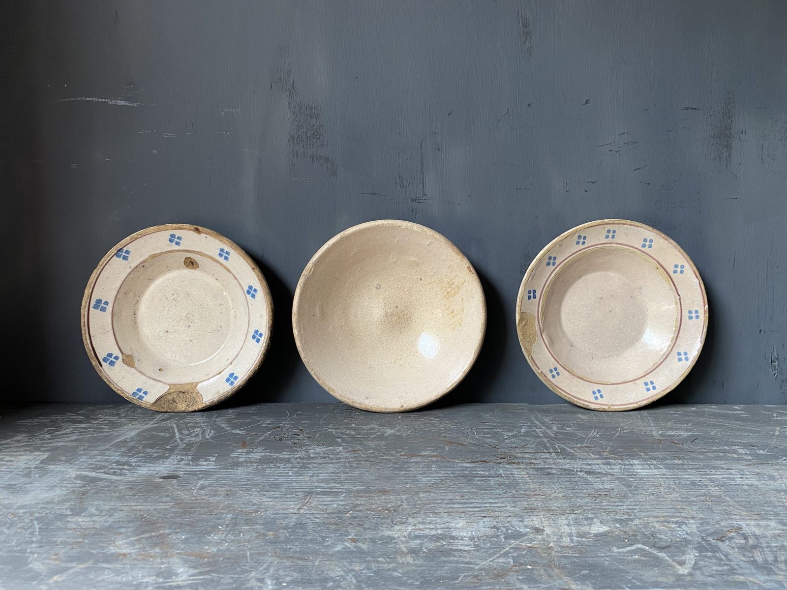 Three Little Ceramic Plates From Puglia, (Circa 1880)