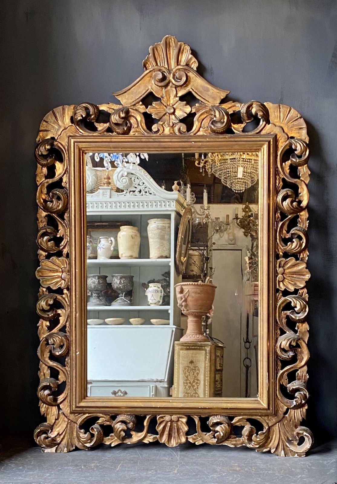 Gilded Rococo Mirror, Italian, Gilt On Carved Wood. (Circa 1930) photo Home Decor