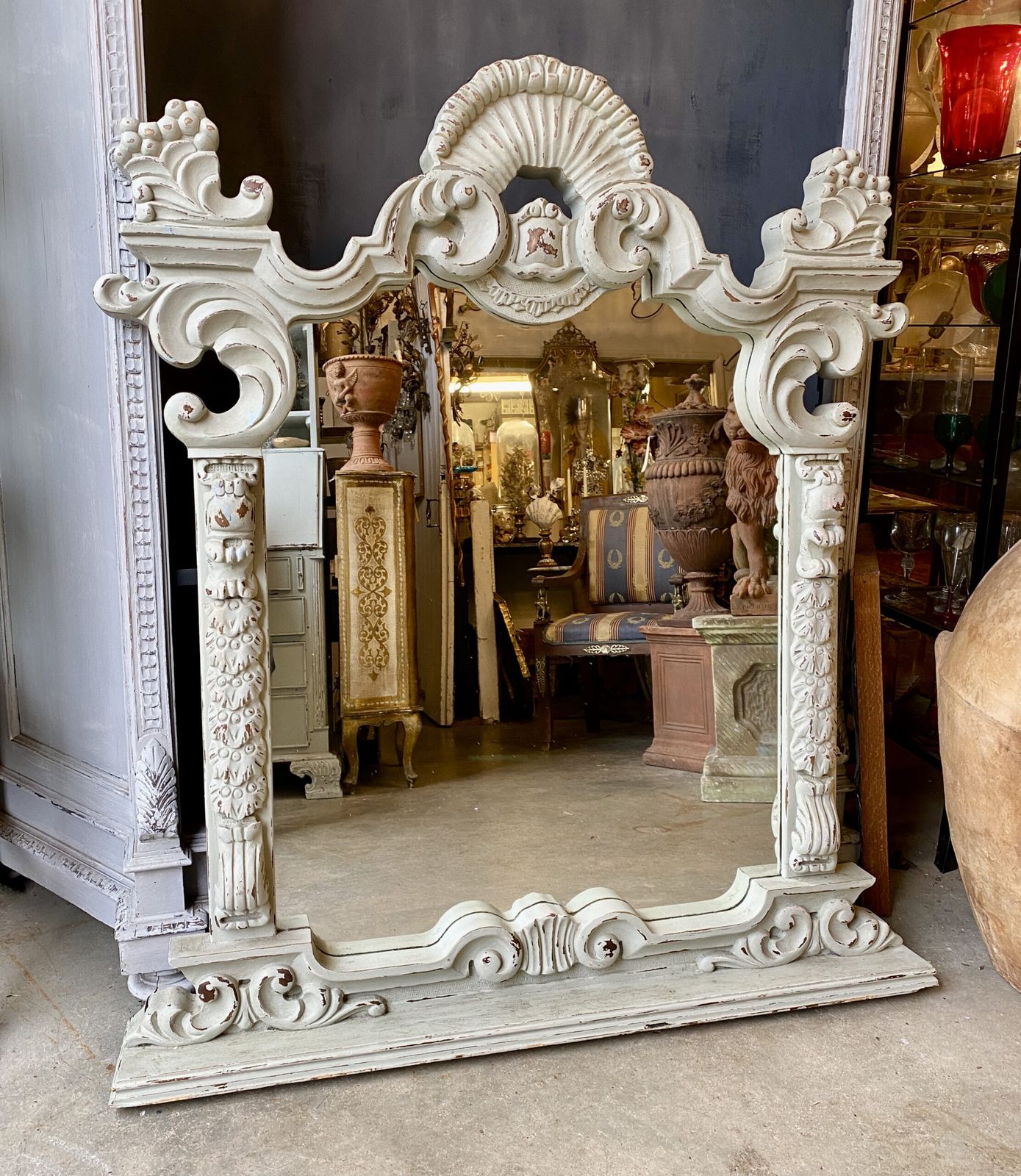 Painted Gothic Italian Mirror. ( Circa 1940)