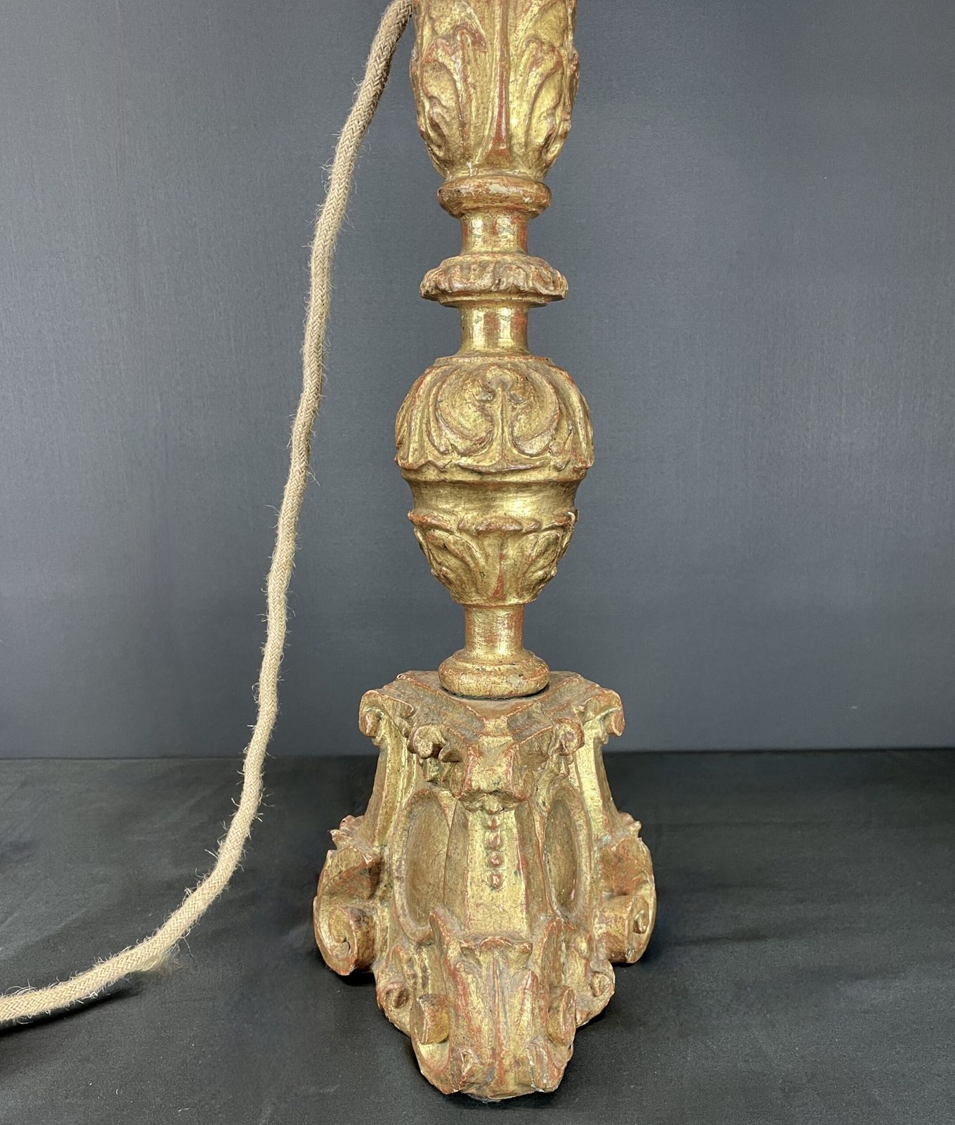 19th Century Church Candlestick Converted Into A Lamp With A Bespoke Handmade Shade. photo 800.0