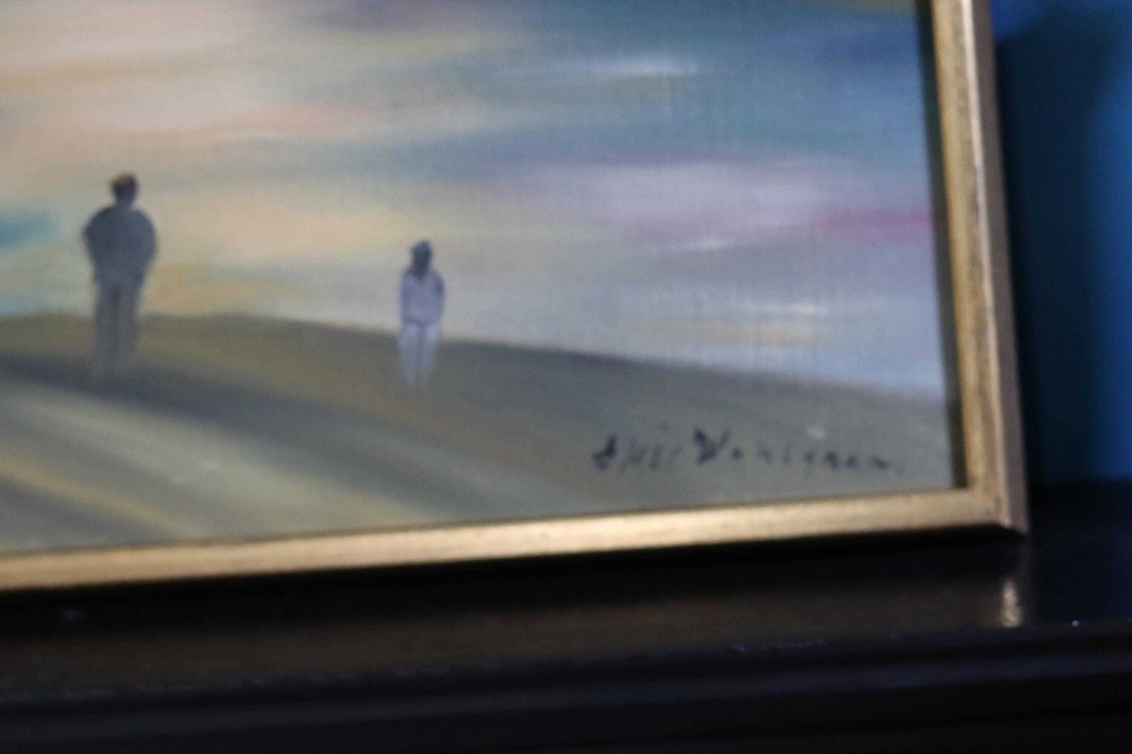 Swedish Original Oil On Canvas Painting "A Walk"  By Eric Wahlgren  Vintage & Framed photo vintage