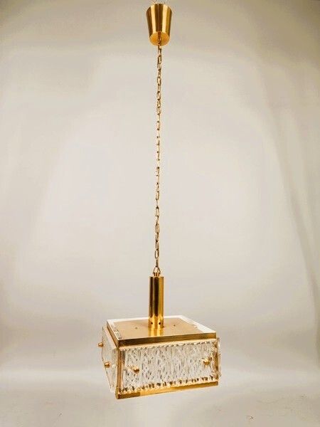 Mid Century  Chandelier By Malmö Metallvarufabrik With Pressed Orrefors Glas 1970 S photo furniture