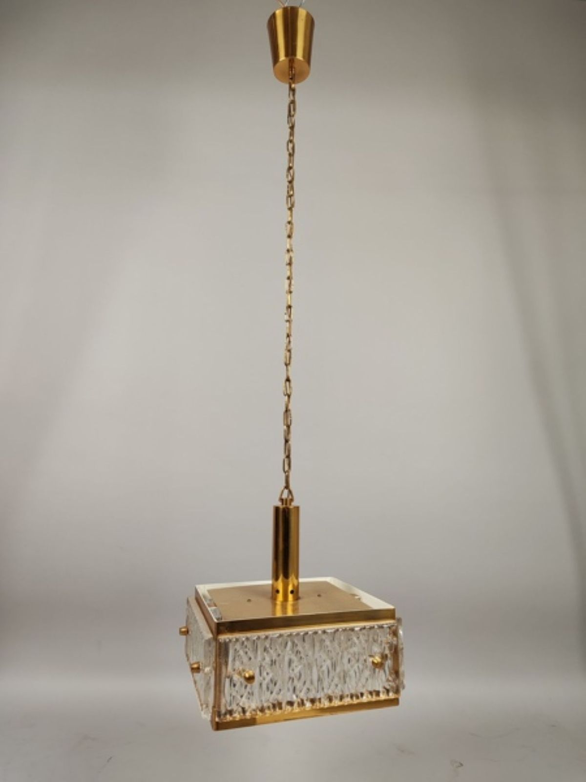 photo furniture Mid Century  Chandelier By Malmö Metallvarufabrik With Pressed Orrefors Glas 1970 S