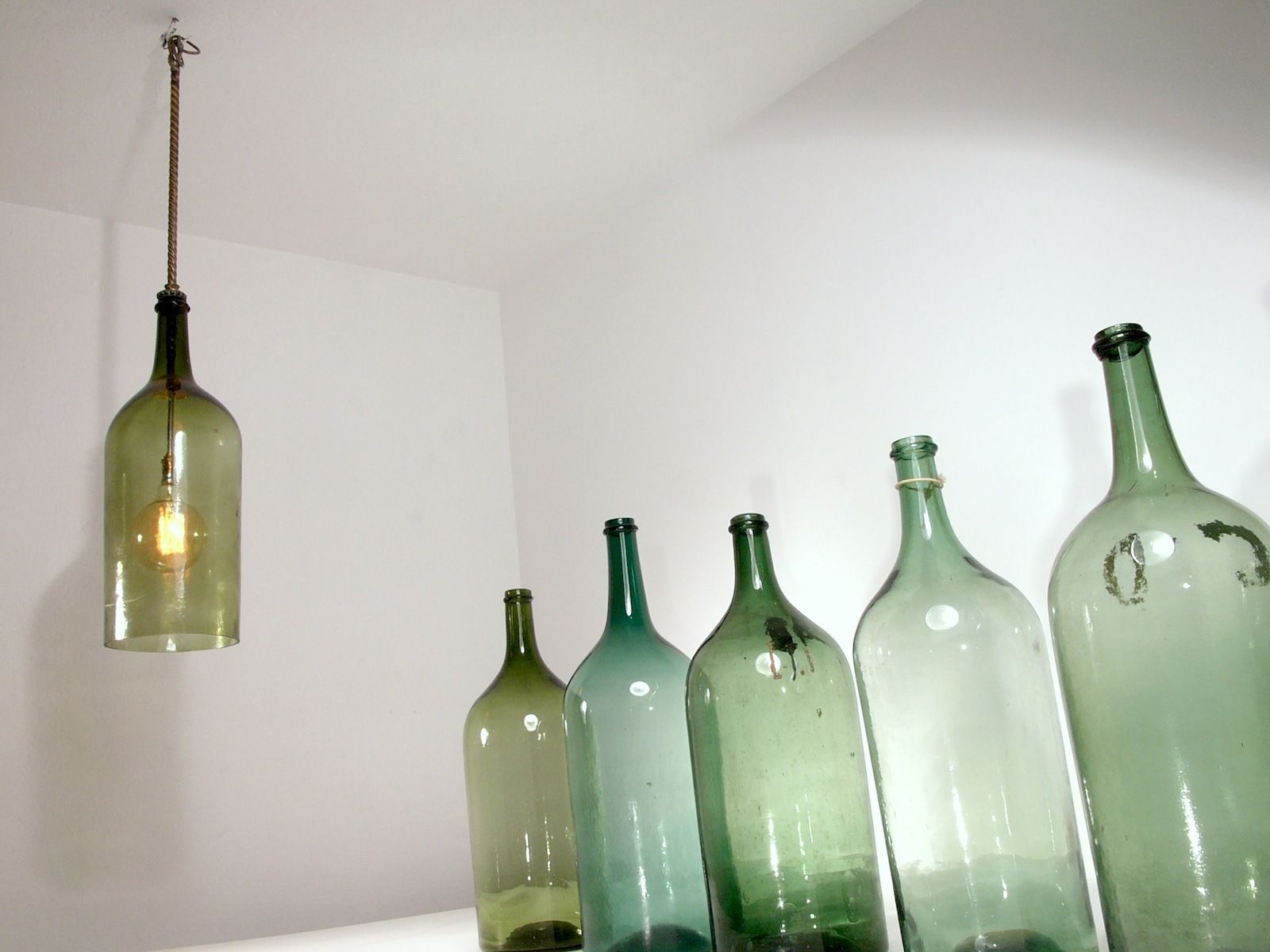 Antique Italian Glass Damigiana (Demi Johns) And Bottles photo for sale
