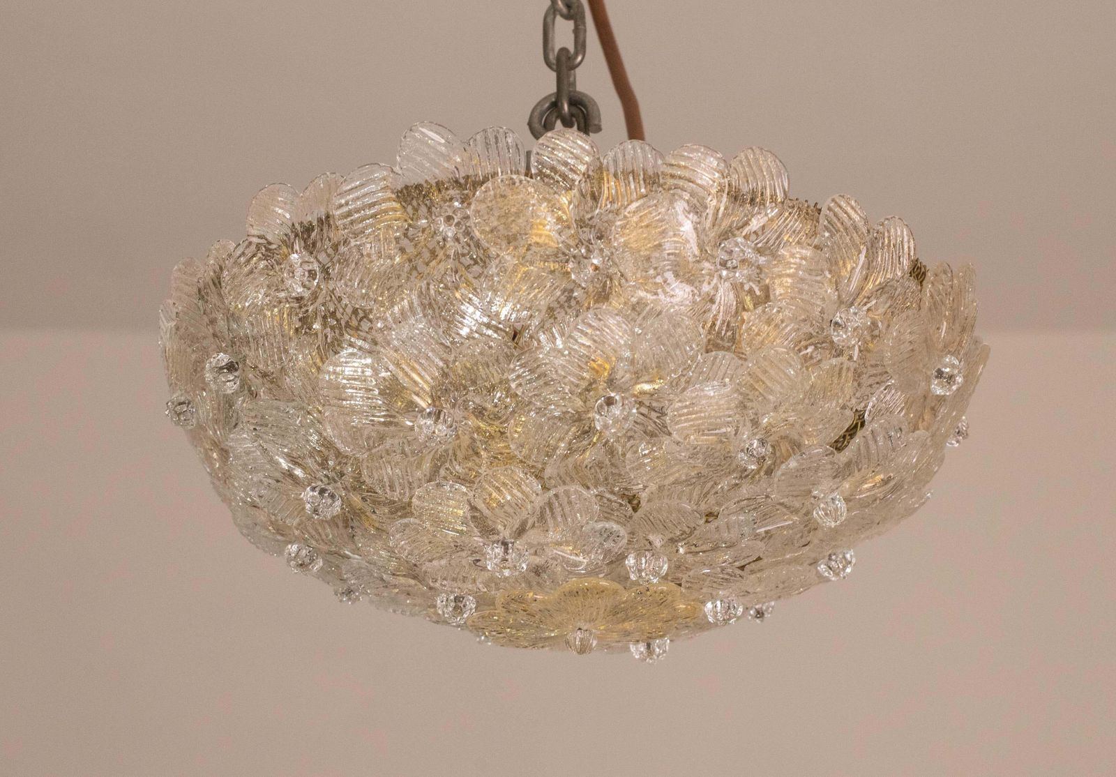 Lighting Elegant Murano Ceiling Light Gold And Trasparent Flower By Seguso For Venini photo