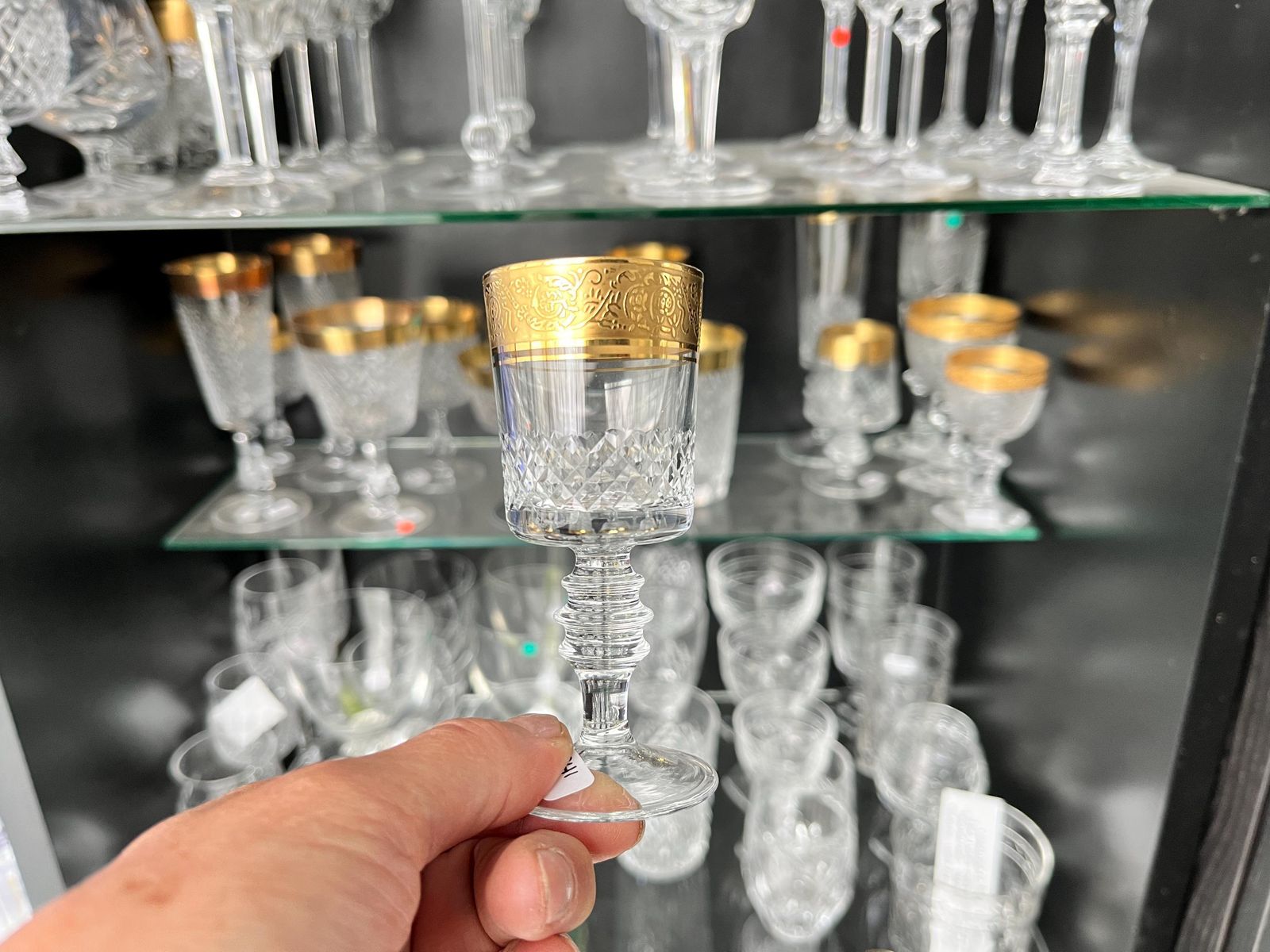 Crystal Footed Glasses | 4pcs | Cordial Glasses | 24k Gold | Theresienthal (Mintonborde) photo 101.0