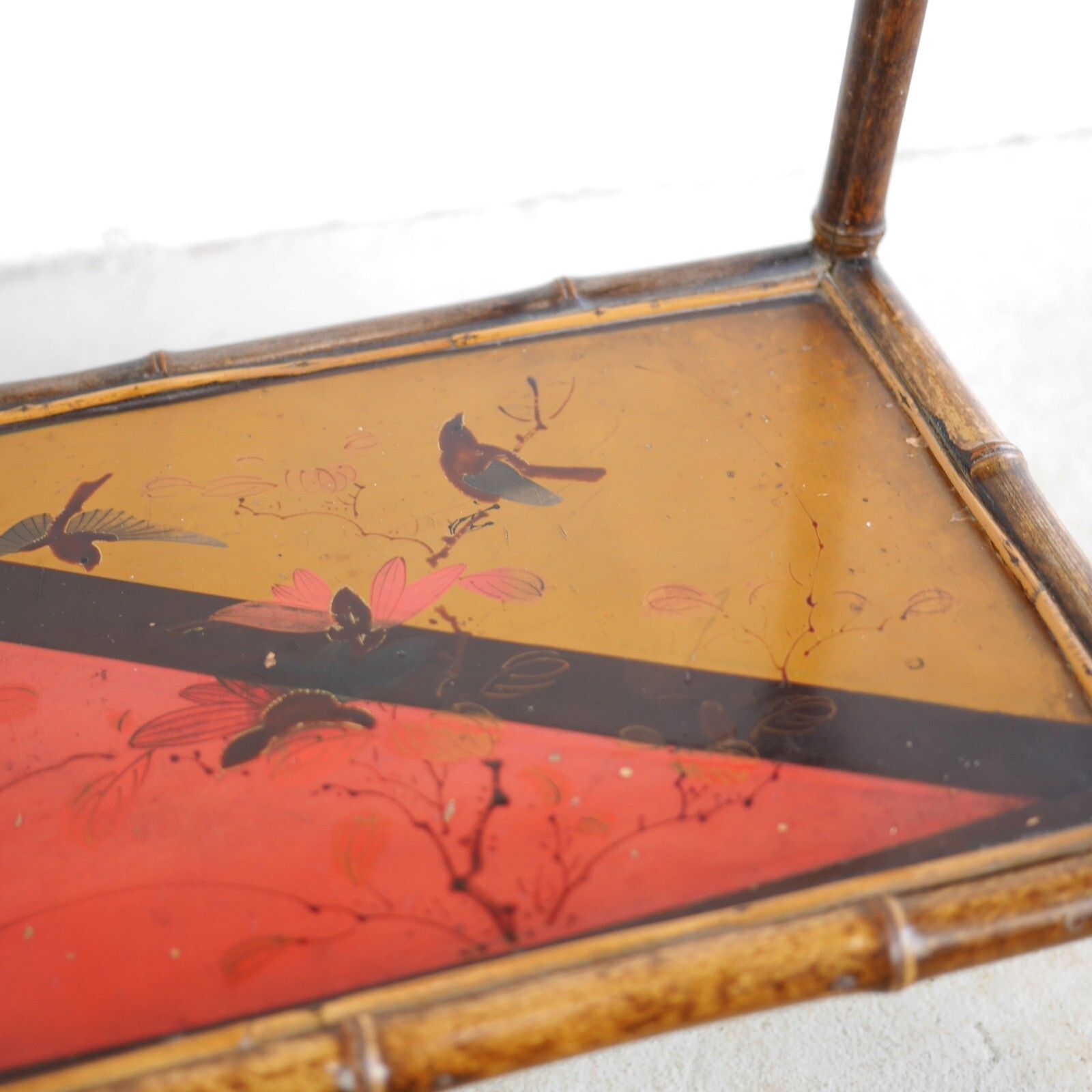 Home Decor Aesthetic Movement Hand Painted Bamboo Magazine Rack Stand Antique #102827 photo