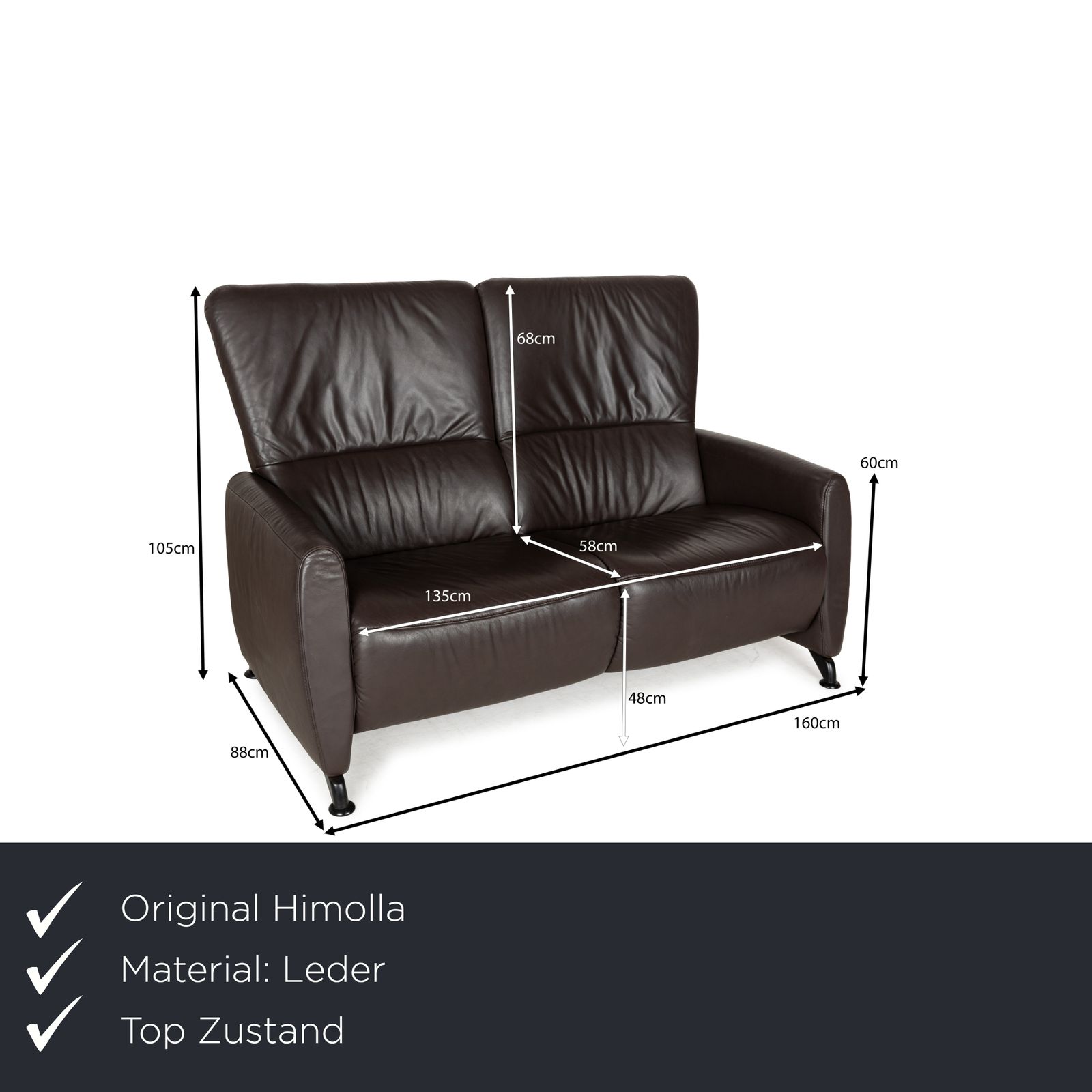 Canapé 2 places Himolla 4562 en cuir brun gris photo furniture
