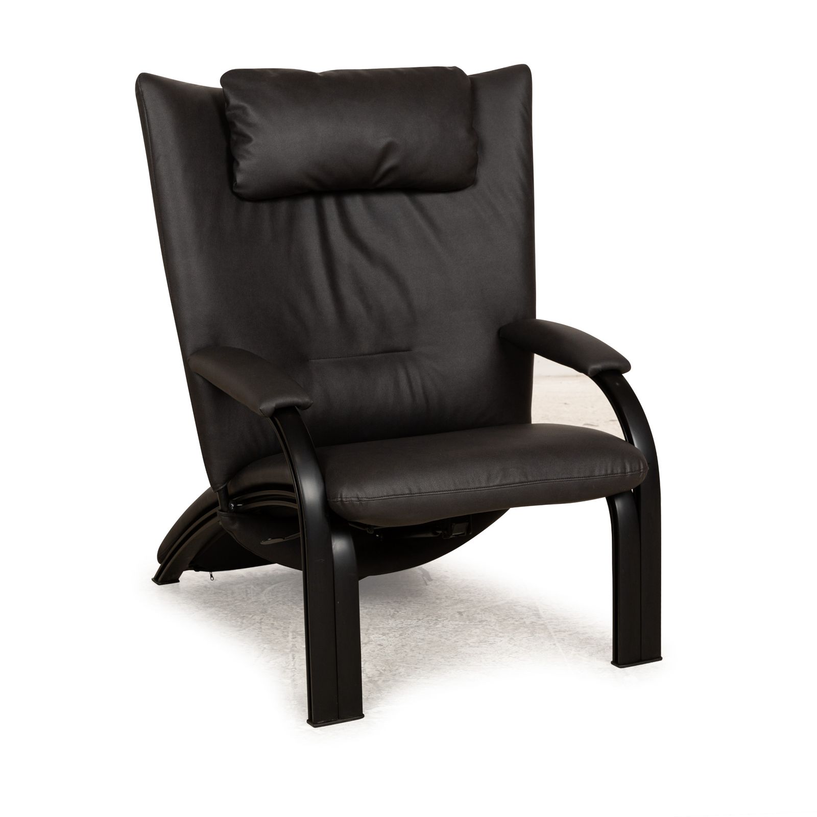 Fauteuil Wk Wohnen Spot 698 Vegan (Gavin 117) en métal laqué noir, revêtement noir et gris, fonction manuelle, nouvelle housse