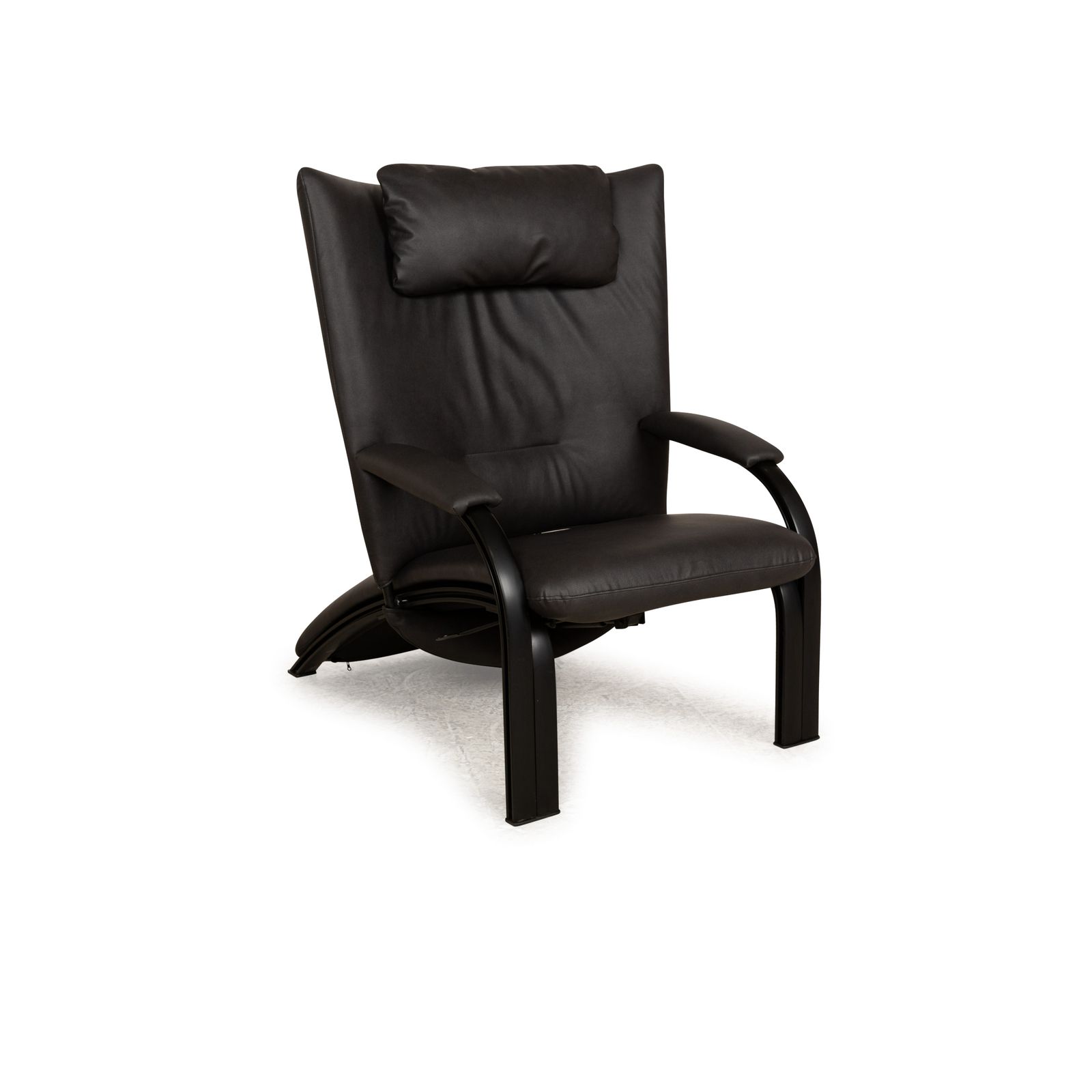 Fauteuil Wk Wohnen Spot 698 Vegan (Gavin 117) en métal laqué noir, revêtement noir et gris, fonction manuelle, nouvelle housse photo for sale