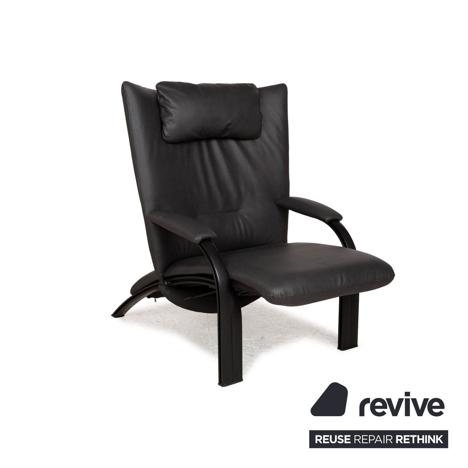 Fauteuil Wk Wohnen Spot 698 Vegan (Gavin 117) en métal laqué noir, revêtement noir et gris, fonction manuelle, nouvelle housse photo Mobilier