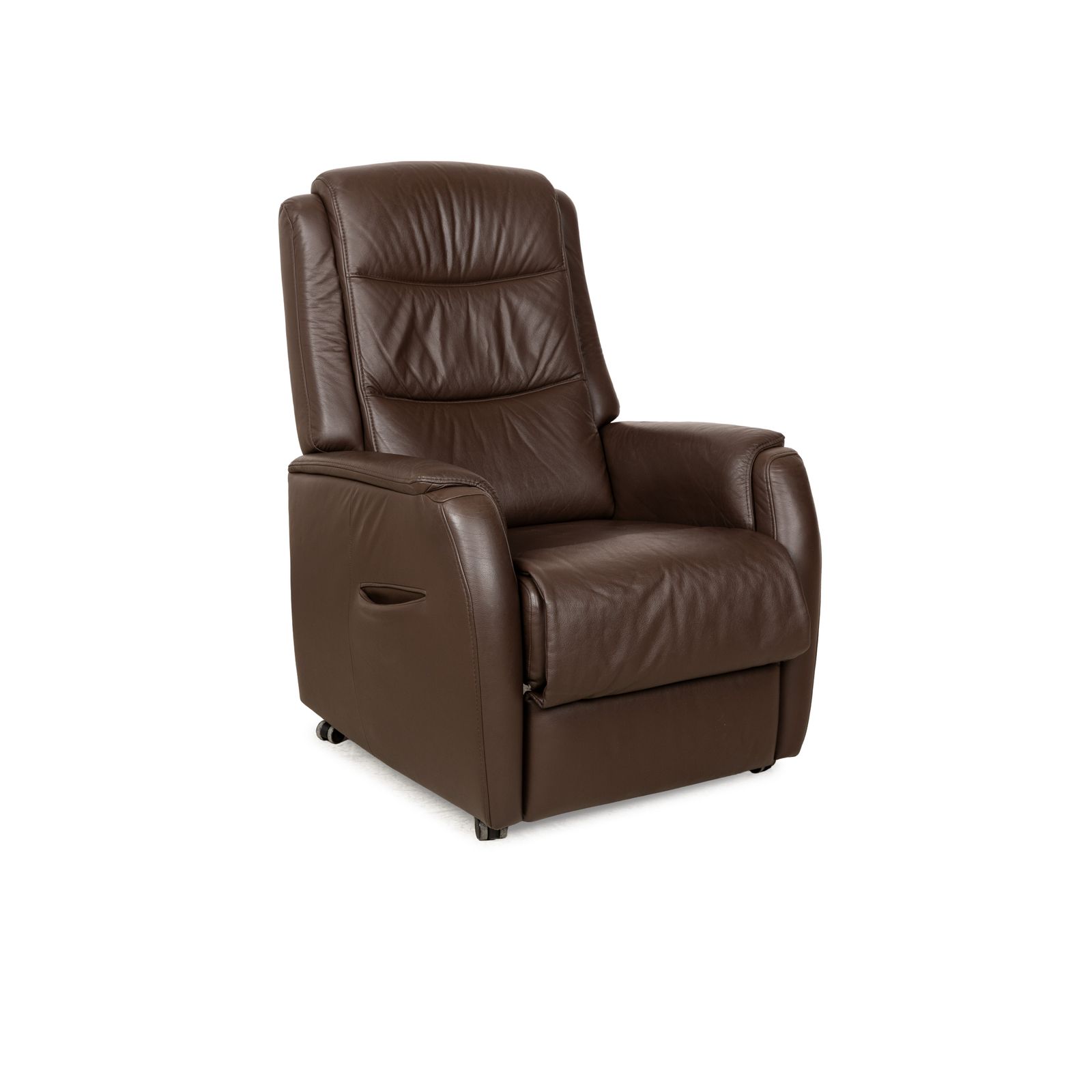 Fauteuil Hukla en cuir brun, fonction relaxation manuelle photo for sale