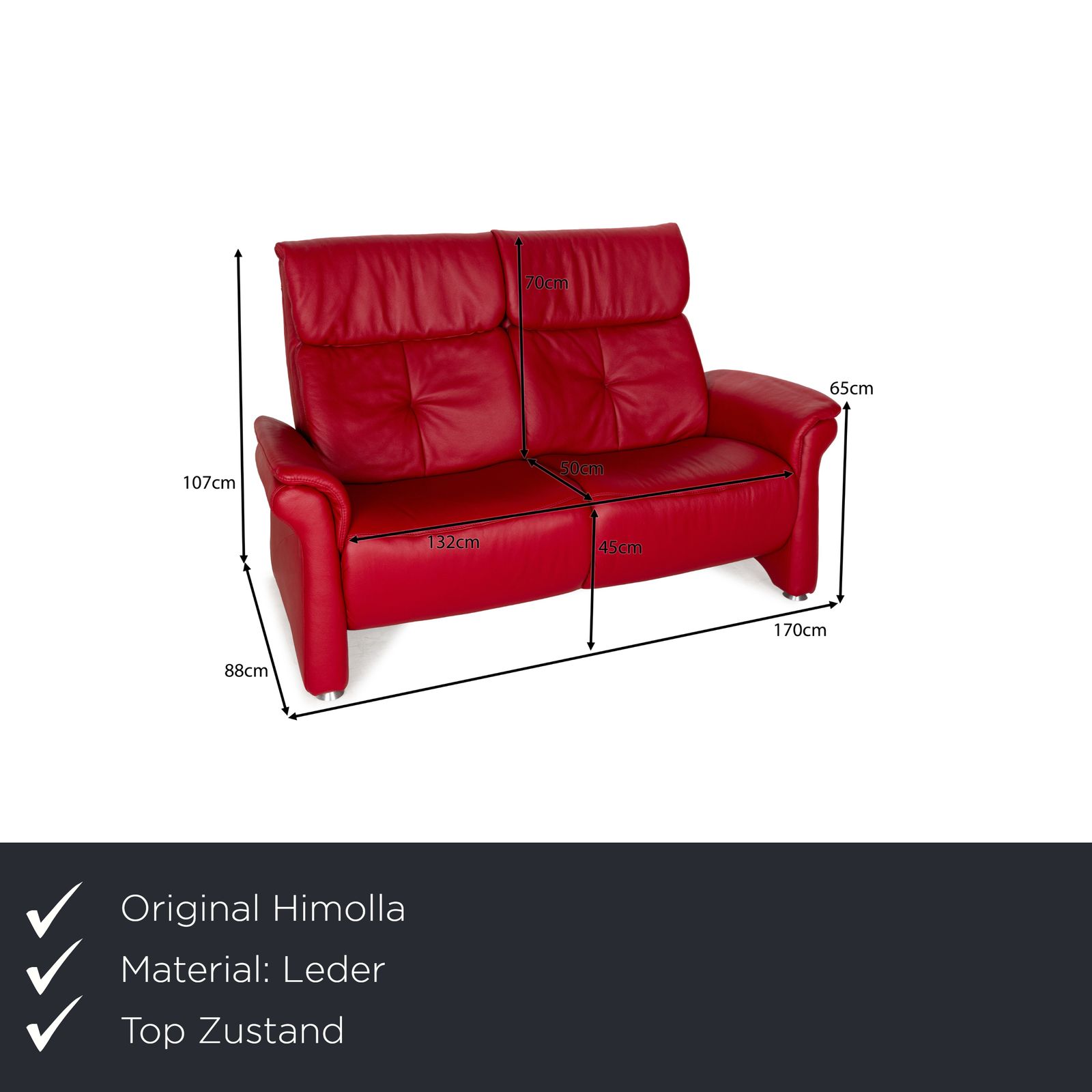 Canapé Himolla Cumuly en cuir rouge, 3 places photo furniture