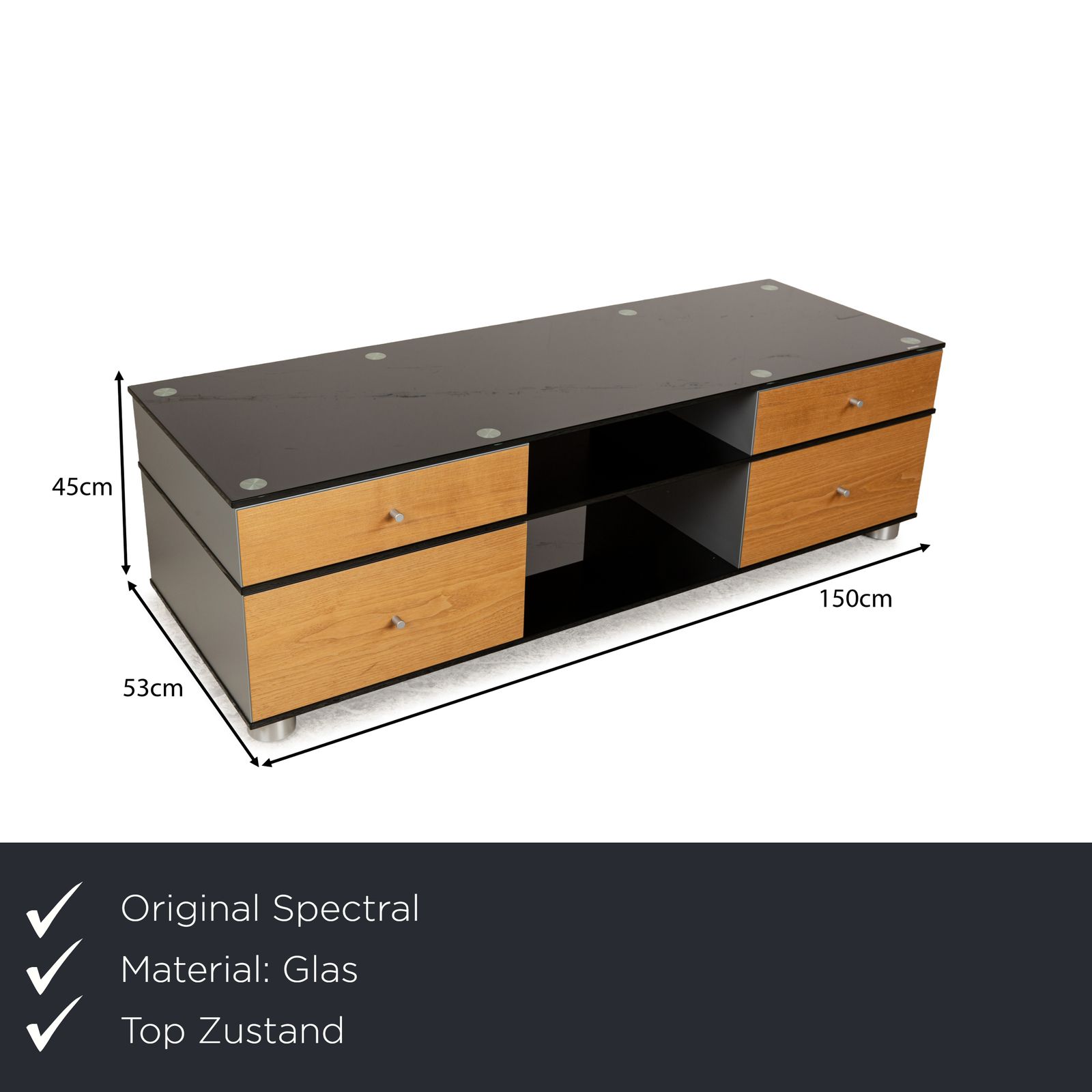 Spectral Cl 1552 Glass Wood Metal Sideboard Black Brown Grey Lowboard Mediaboard photo furniture