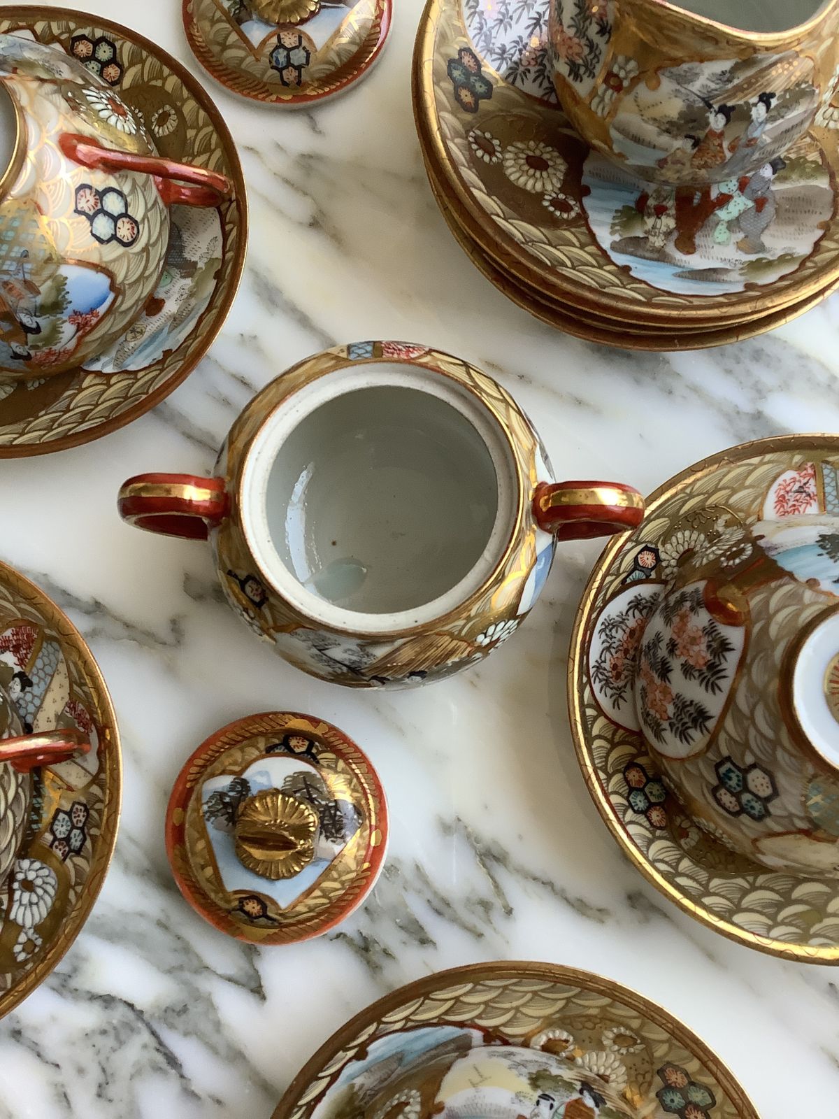 Beautiful Japanese Eggshell Porcelain Tea Set photo vintage