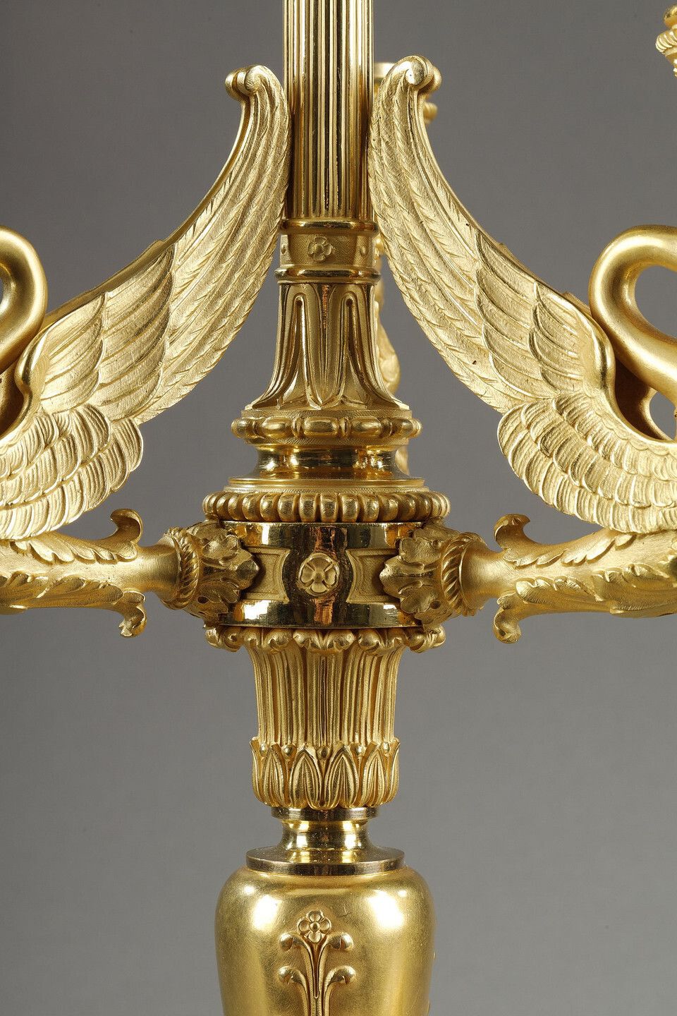 photo for sale Pair Of Three Light Torches In Chased And Gilded Bronze, Signed Barbedienne
