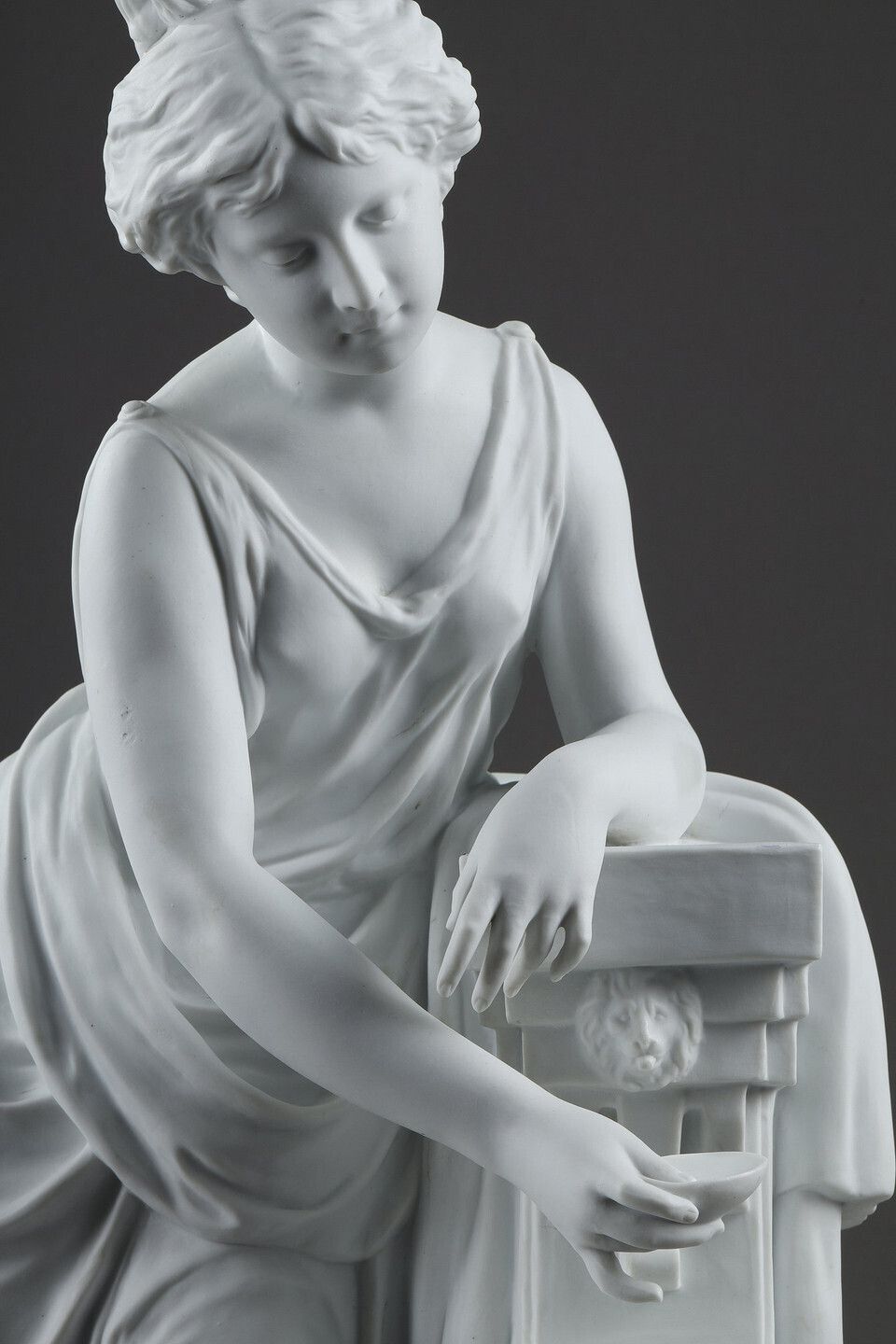 4857.0 Porcelain Biscuit Sculpture, "Young Woman At The Fountain" By Nicolas Lecorney photo