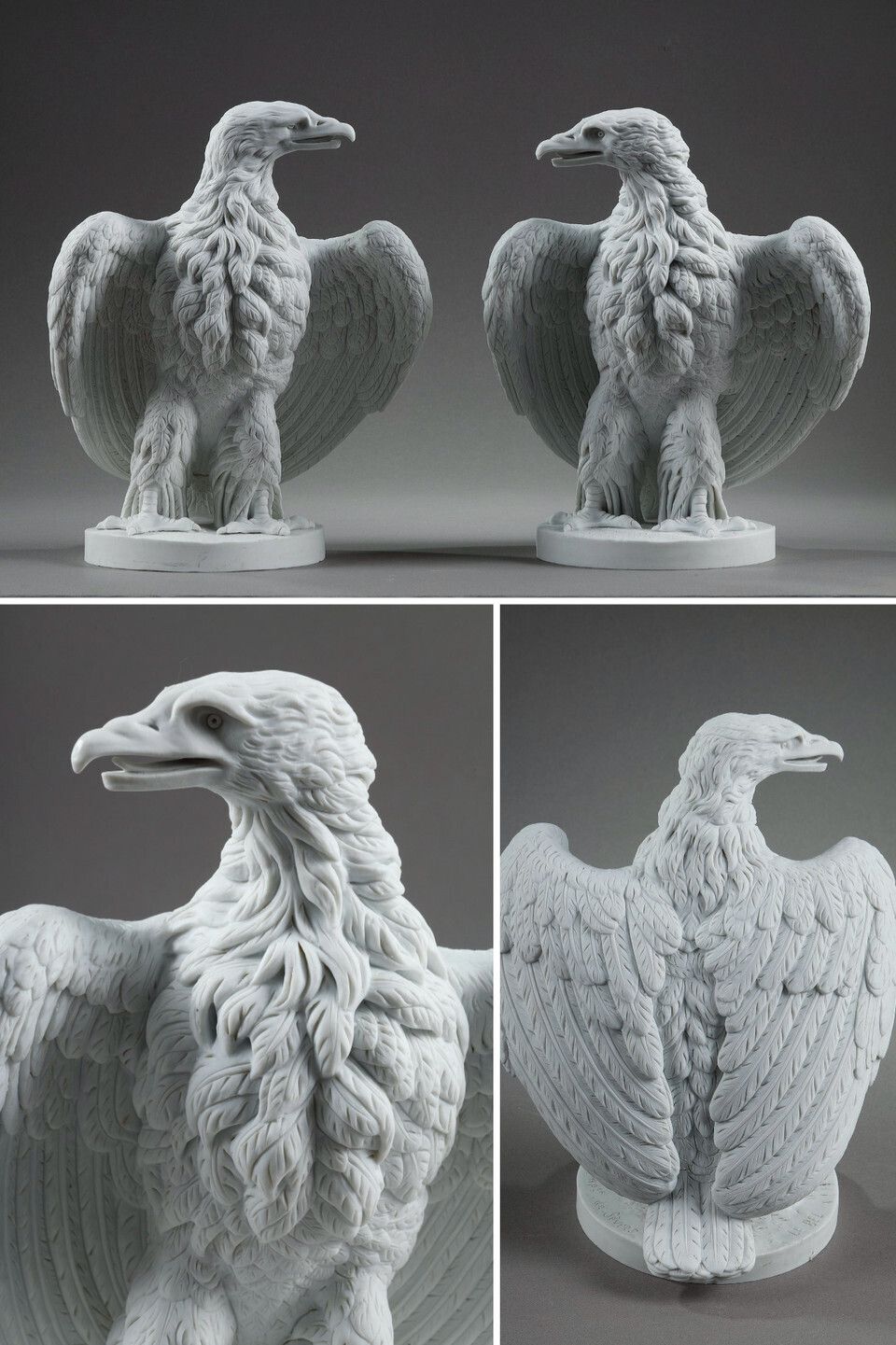 Pair Biscuit Sculptures Of Napoleon III Eagles