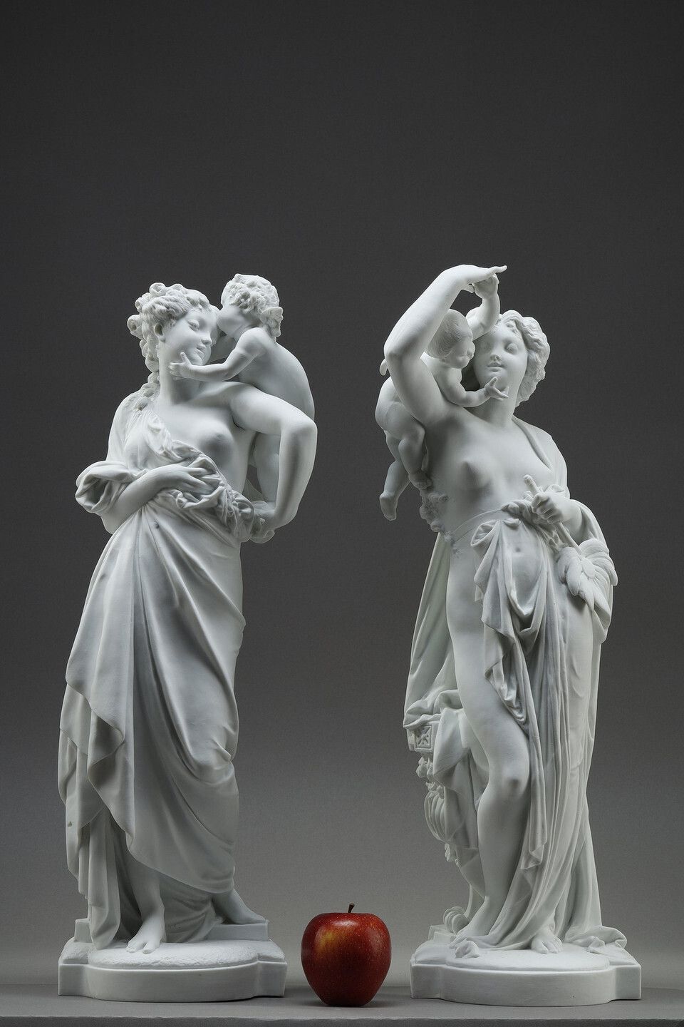 Pair Of Allegorical Figures Biscuit Porcelain, After Carrier Belleuse. European Work, Circa 1870 1880