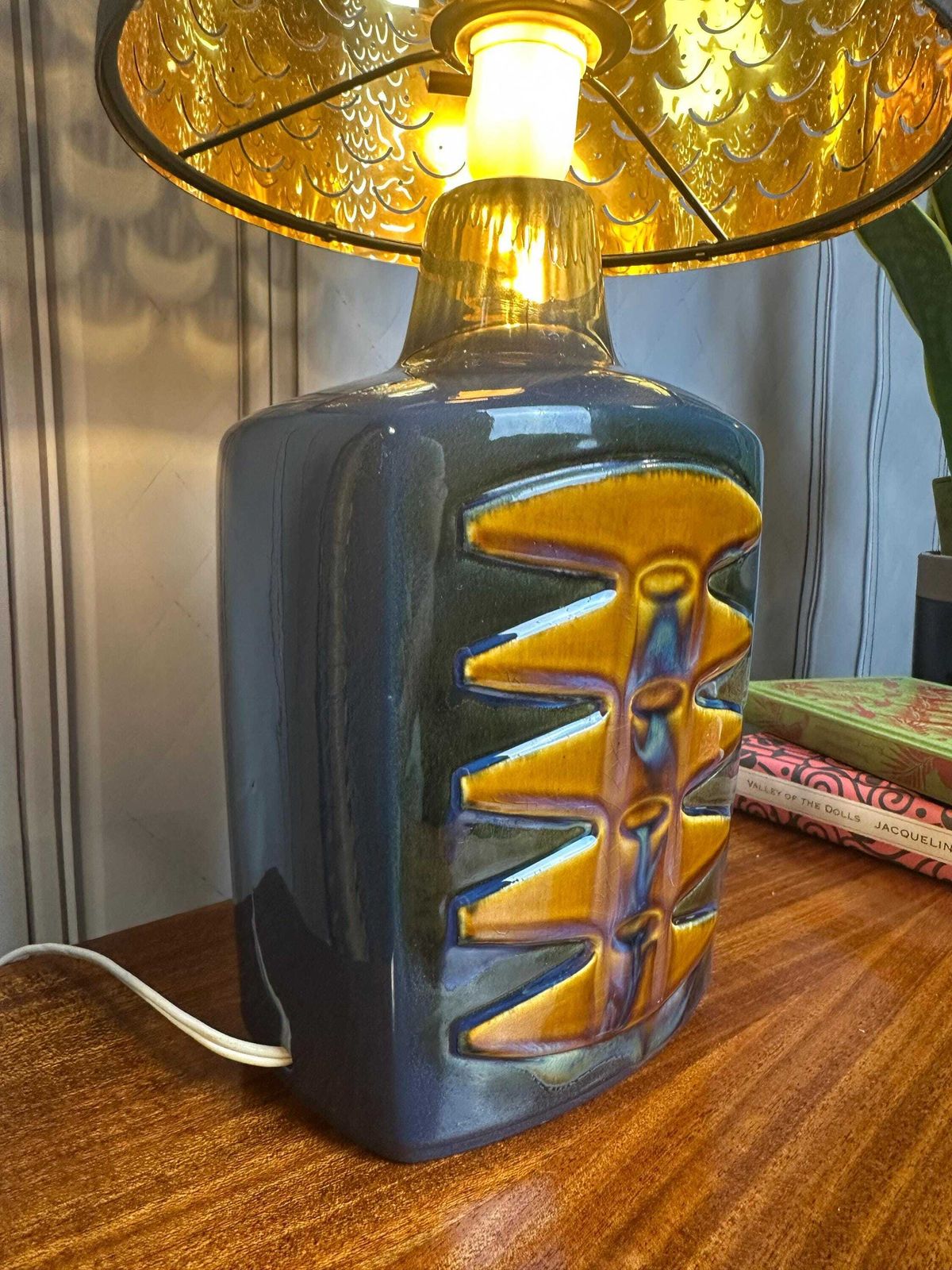 Einar Johansen Stentoj Soholm Blue Table Lamp 1022, Danish Design Desk Lamp, Vintage Design, 1960s, Mid Century Decor photo Lighting