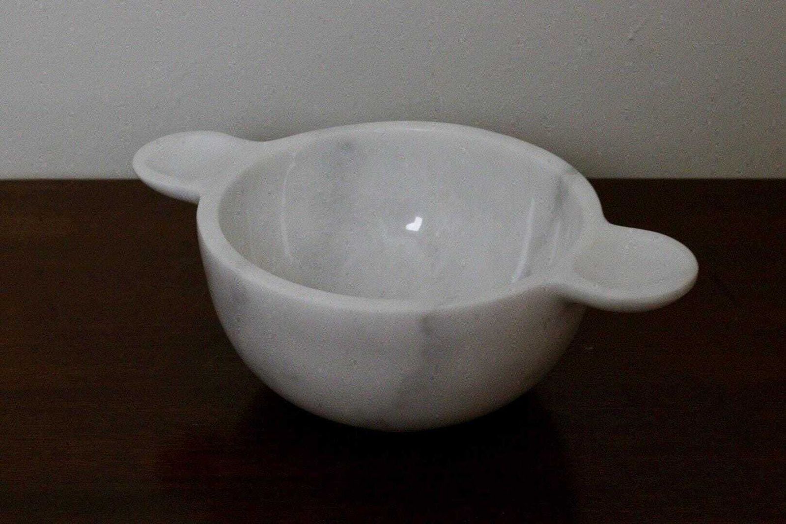 Gabriella – White Natural Marble Bowl With Handles  | L 32cm W 20cm H 10cm photo vinterior