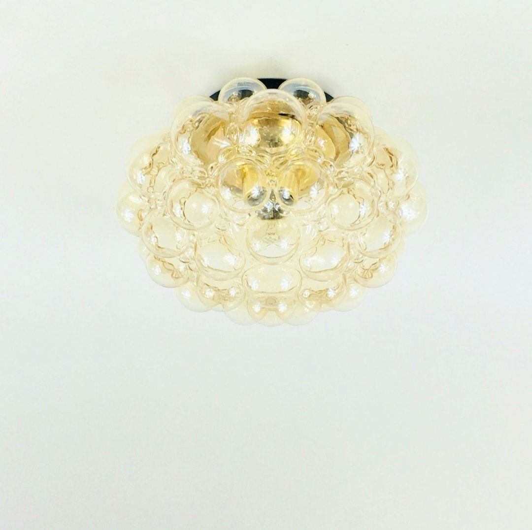 Grote Mid Century Modern Amberkleurige Bubbelglazen Plafondlamp Van Helena Tynell Voor Limburg, Duitsland, Jaren 1970 photo furniture