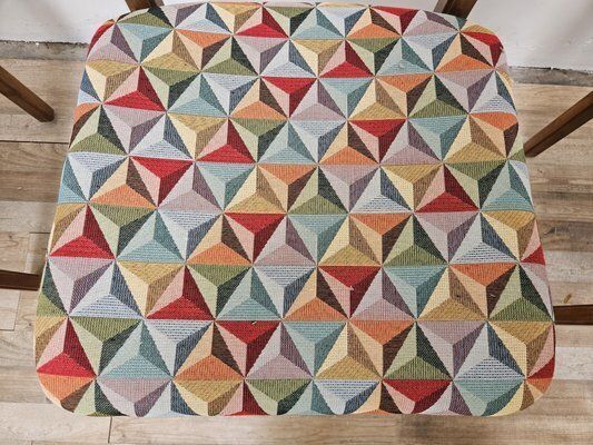 photo buy Vintage Beech Dining Room Chairs With Geometric Seats, 1950s, Set Of 6