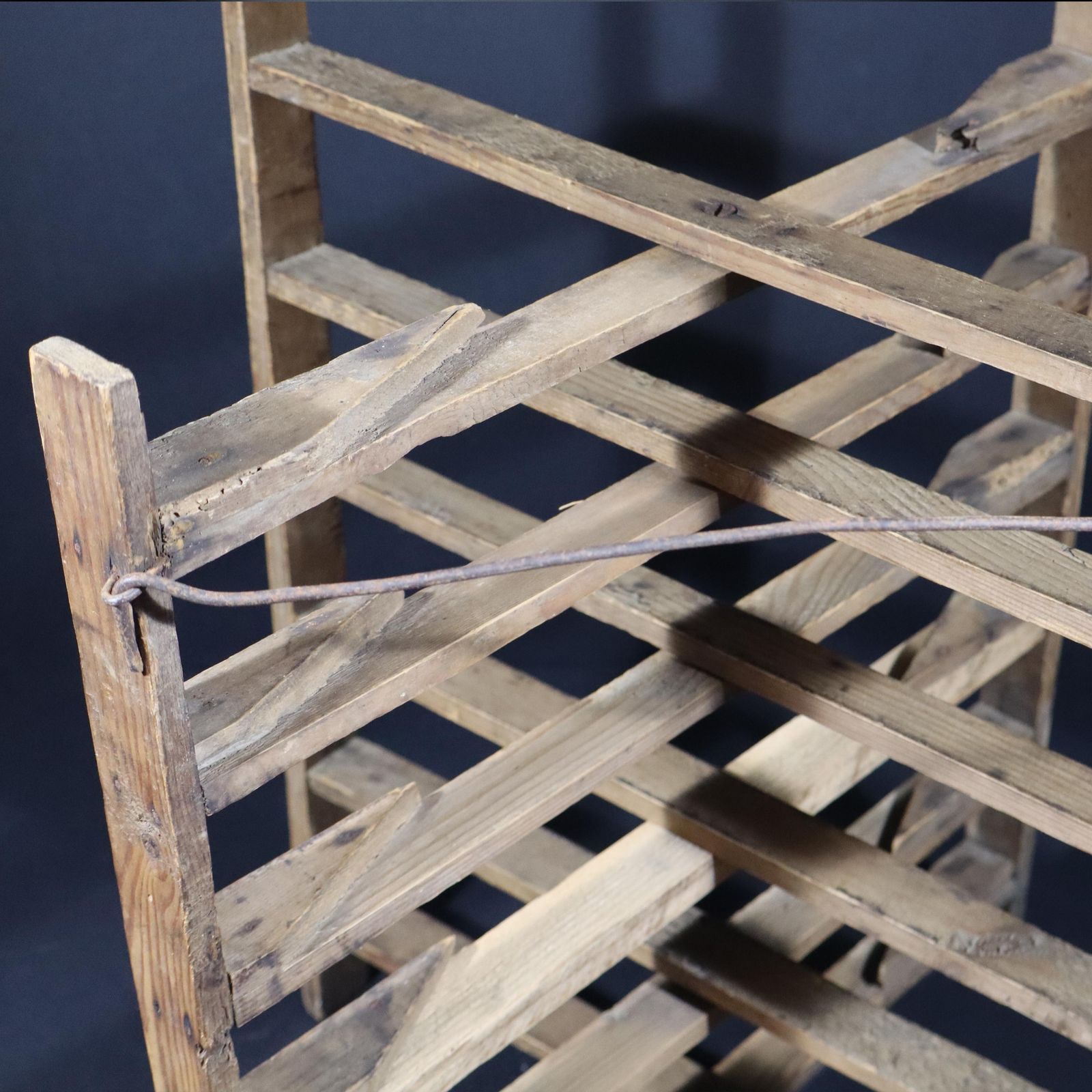 French Wooden Pie Rack Antique Tart Cooling Rack, Wood Plate Stand Bakery Decor photo 252.0