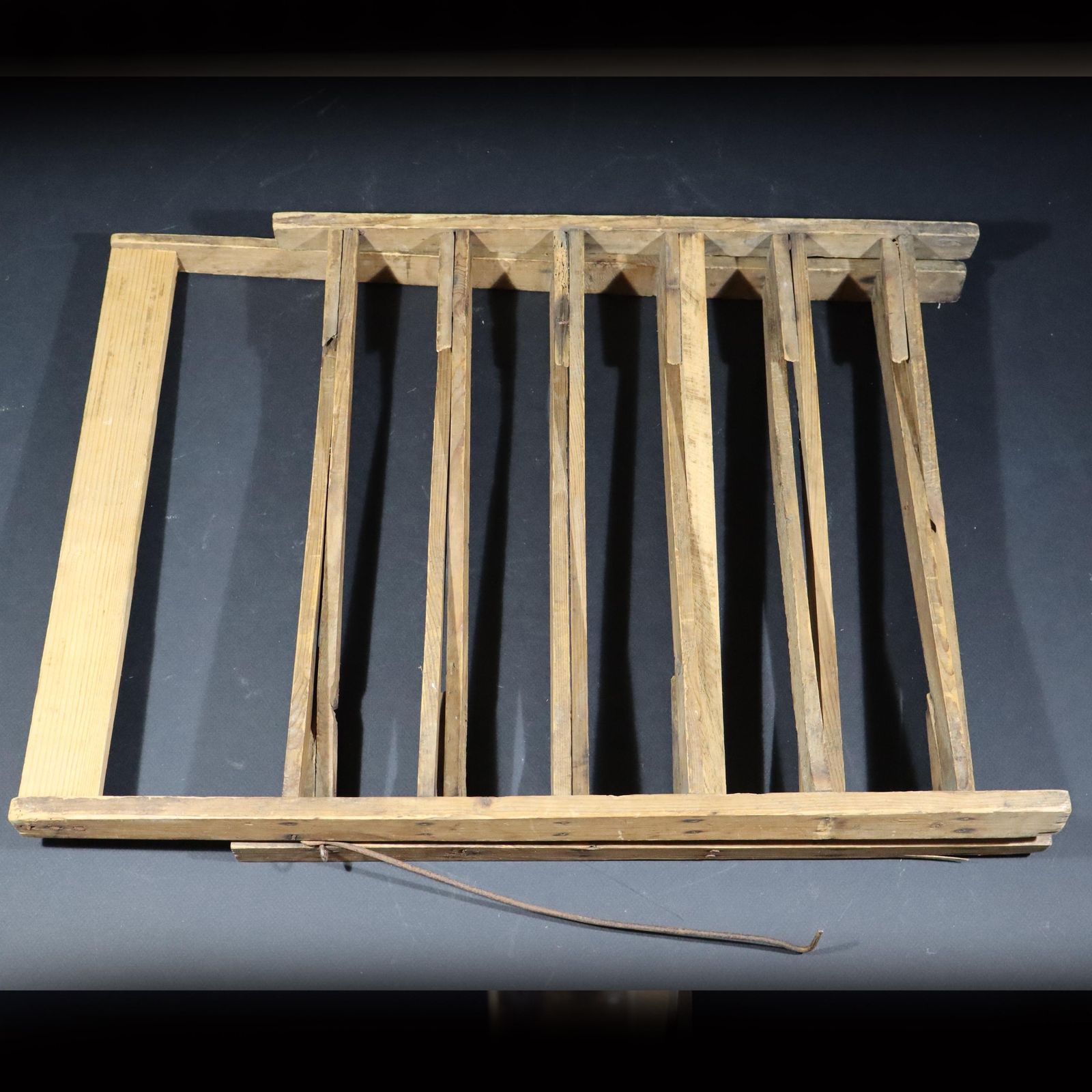 photo for sale French Wooden Pie Rack Antique Tart Cooling Rack, Wood Plate Stand Bakery Decor