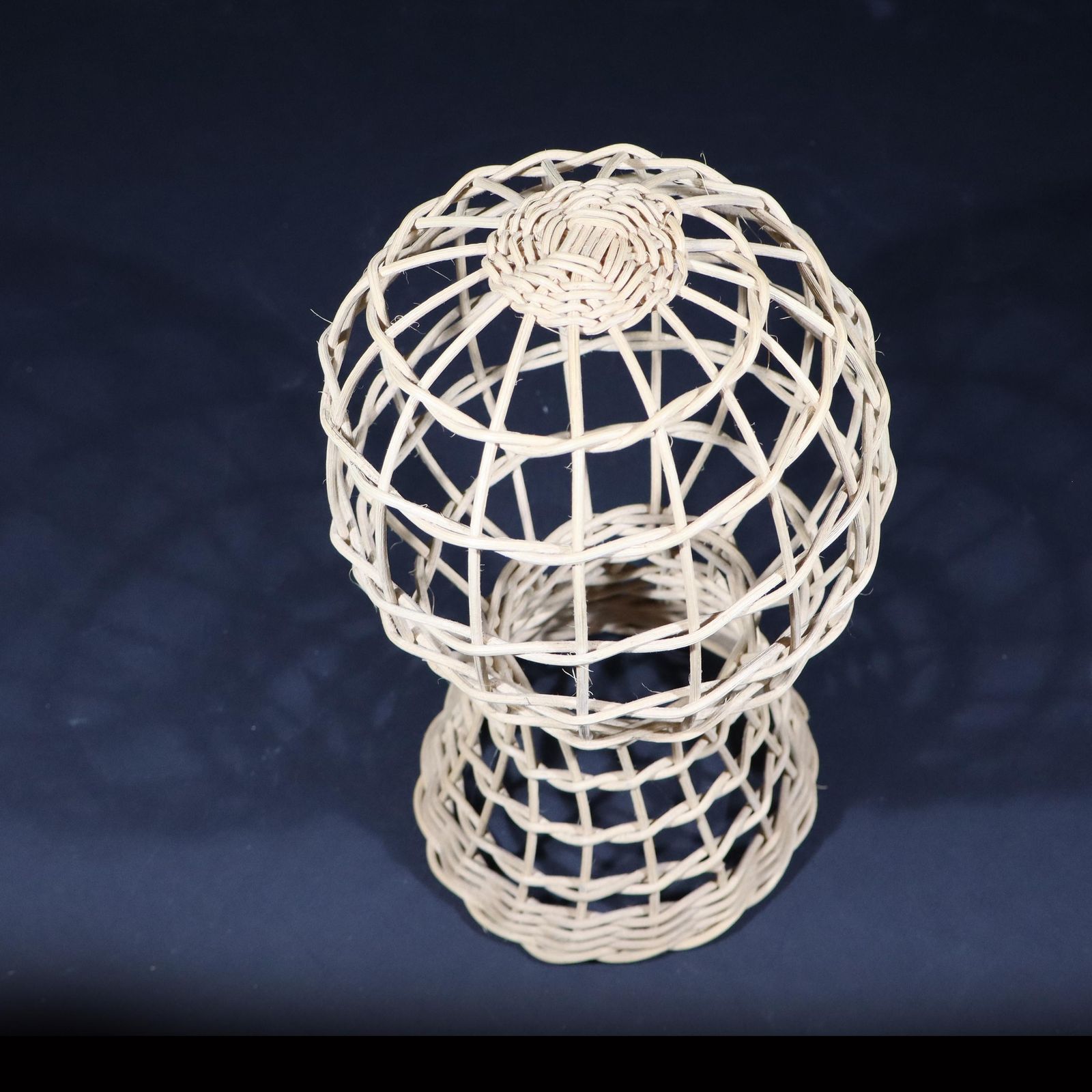Mid Century French Hat Stand Wire Rattan Mannequin Head Hat Wig Display, Wicker Home Decor photo for sale