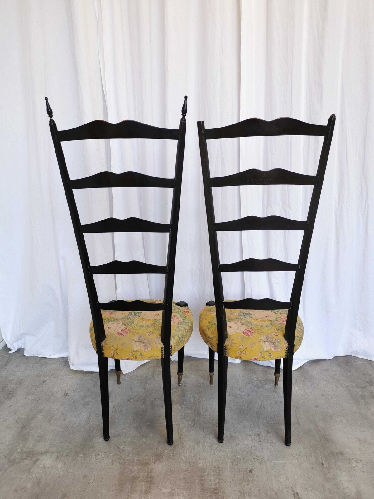 Set Of 2 Vintage High Back Chiavari Chairs By Paolo Buffa / Italy 1950s Mid Century Modern Ladder Dining Chairs / Original Vintage Condition photo furniture
