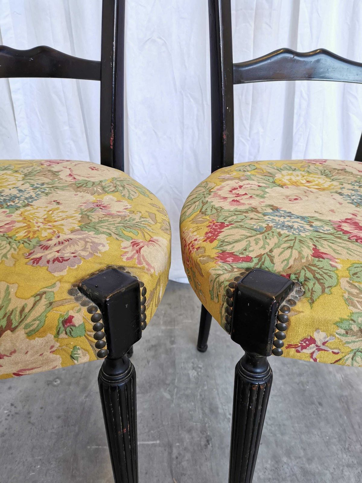 Set Of 2 Vintage High Back Chiavari Chairs By Paolo Buffa / Italy 1950s Mid Century Modern Ladder Dining Chairs / Original Vintage Condition photo vintage